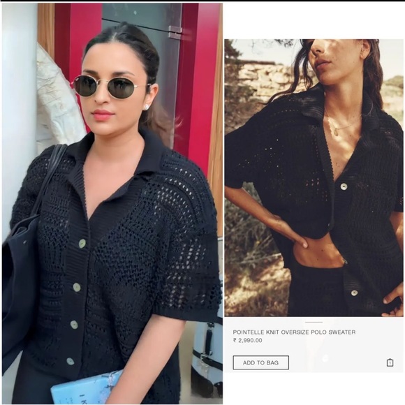 Zara Pointelle Knit Polo Sweater - S/M - Picture 7 of 11